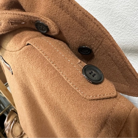 COACH wool and leather camel peacoat LIKE NEW - Picture 8 of 16